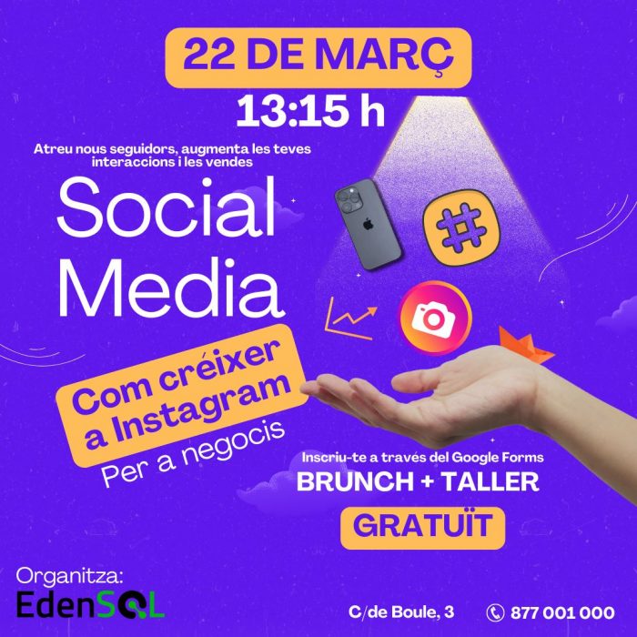Emprenedoria i empreses: taller gratuït sobre promoció d'empreses a xarxes socials